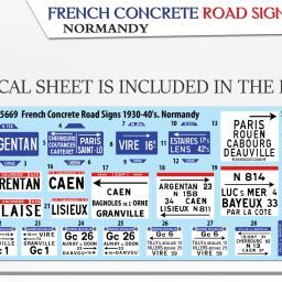 1:35 french concrete road signs 1930 40's normandy art. nr. 35669