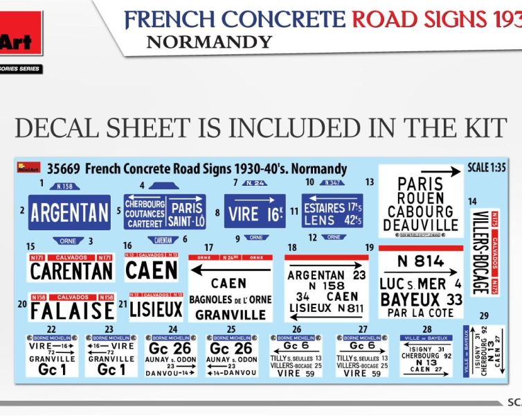 1:35 French Concrete Road Signs 1930-40’s Normandy Art.-Nr. 35669