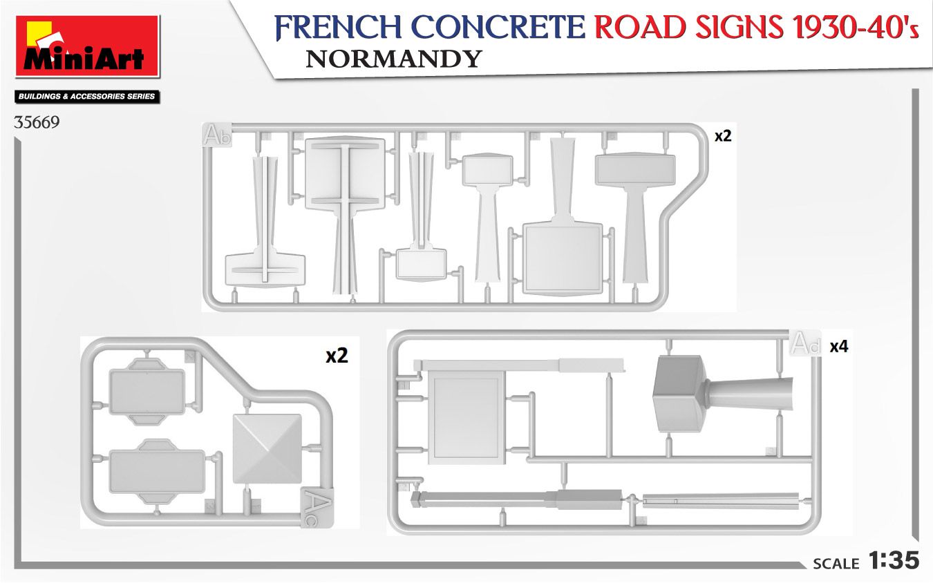 1:35 french concrete road signs 1930 40's normandy art. nr. 35669