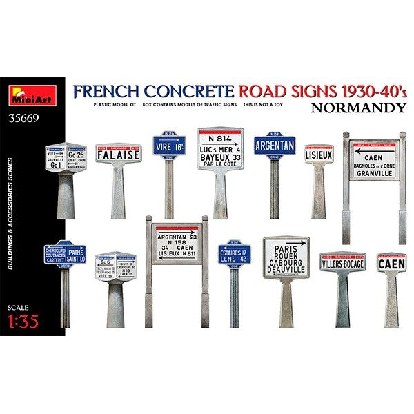 1:35 french concrete road signs 1930 40's normandy art. nr. 35669