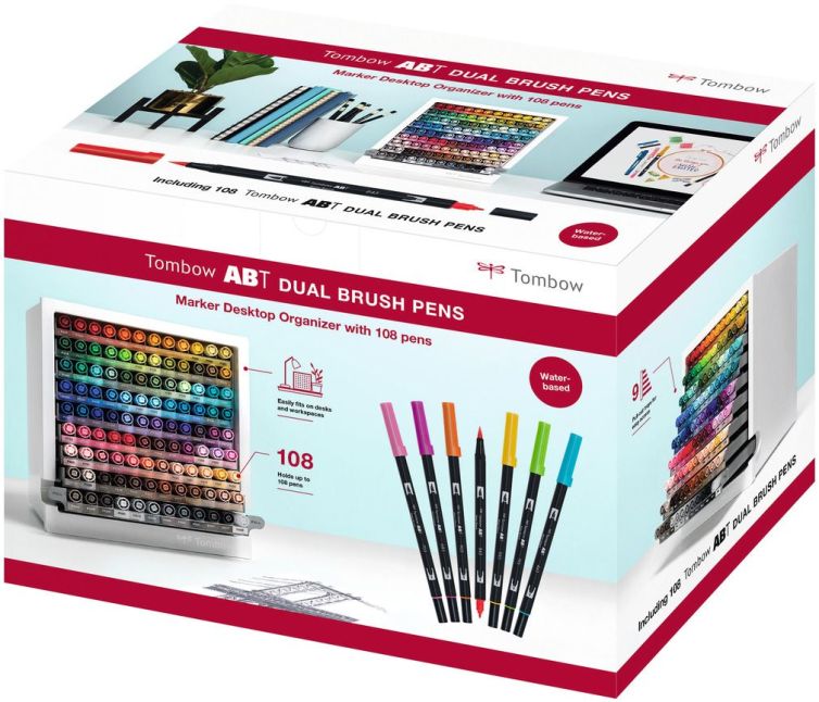 Organizador de Escritorio para Rotuladores Tombow ABT Dual Brush Pens (107 colores+mezclador) Art.-Nr. ABT-108C-ORGA