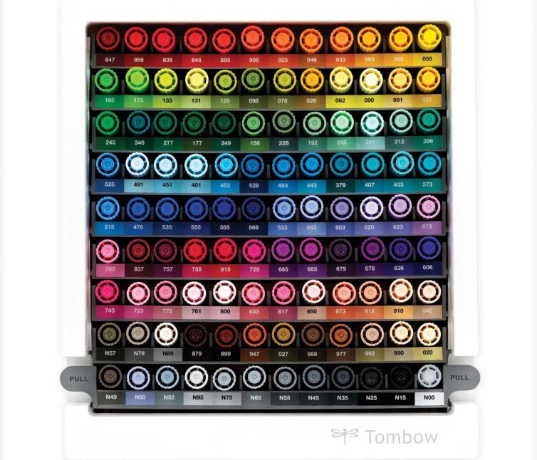 Organizador de Escritorio para Rotuladores Tombow ABT Dual Brush Pens (107 colores+mezclador) Art.-Nr. ABT-108C-ORGA