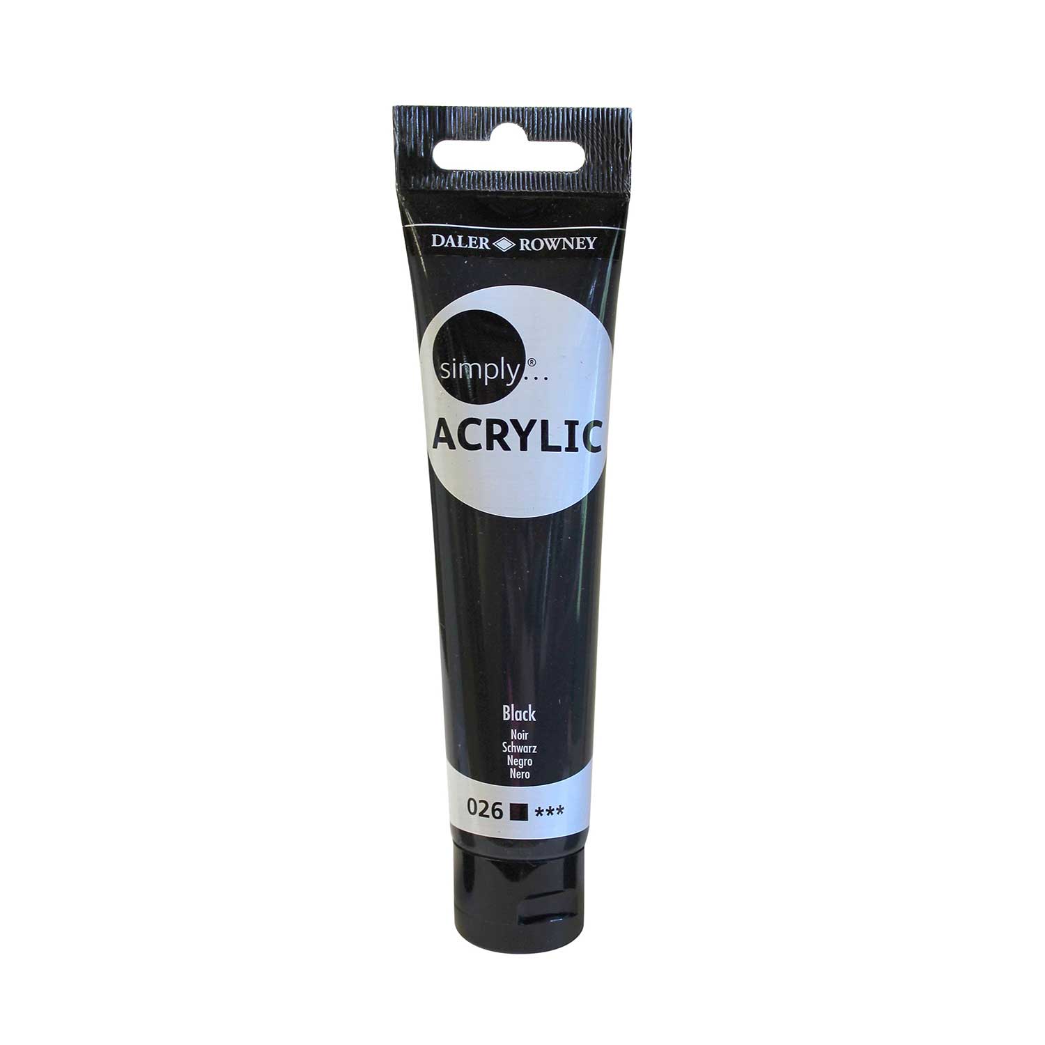 acrílico daler rowney simply acrylic 75ml 026 negro art. nr. 126975026