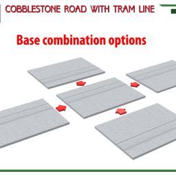 1:35 cobblestone road with tram line art. nr. 36065