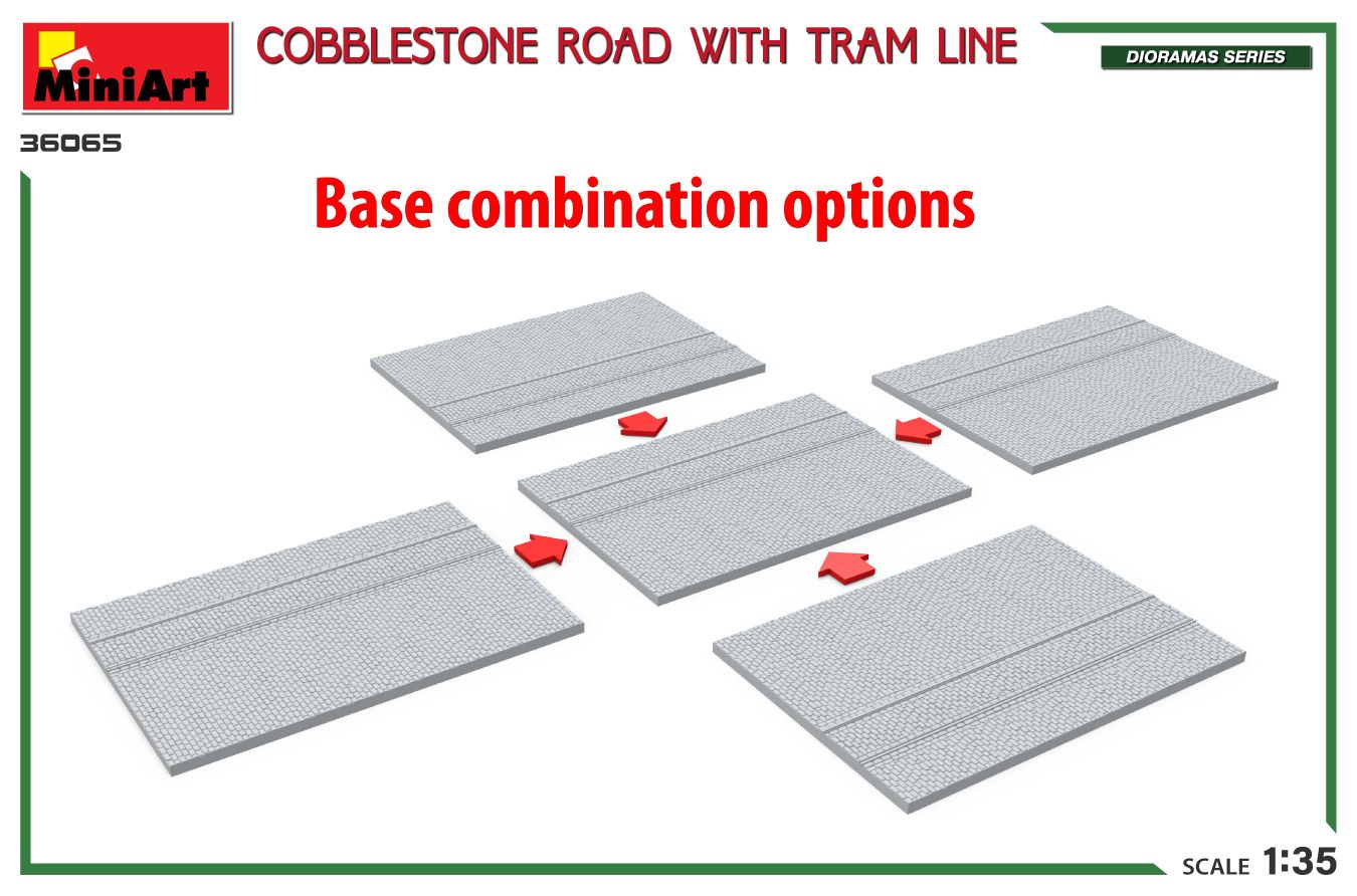 1:35 cobblestone road with tram line art. nr. 36065