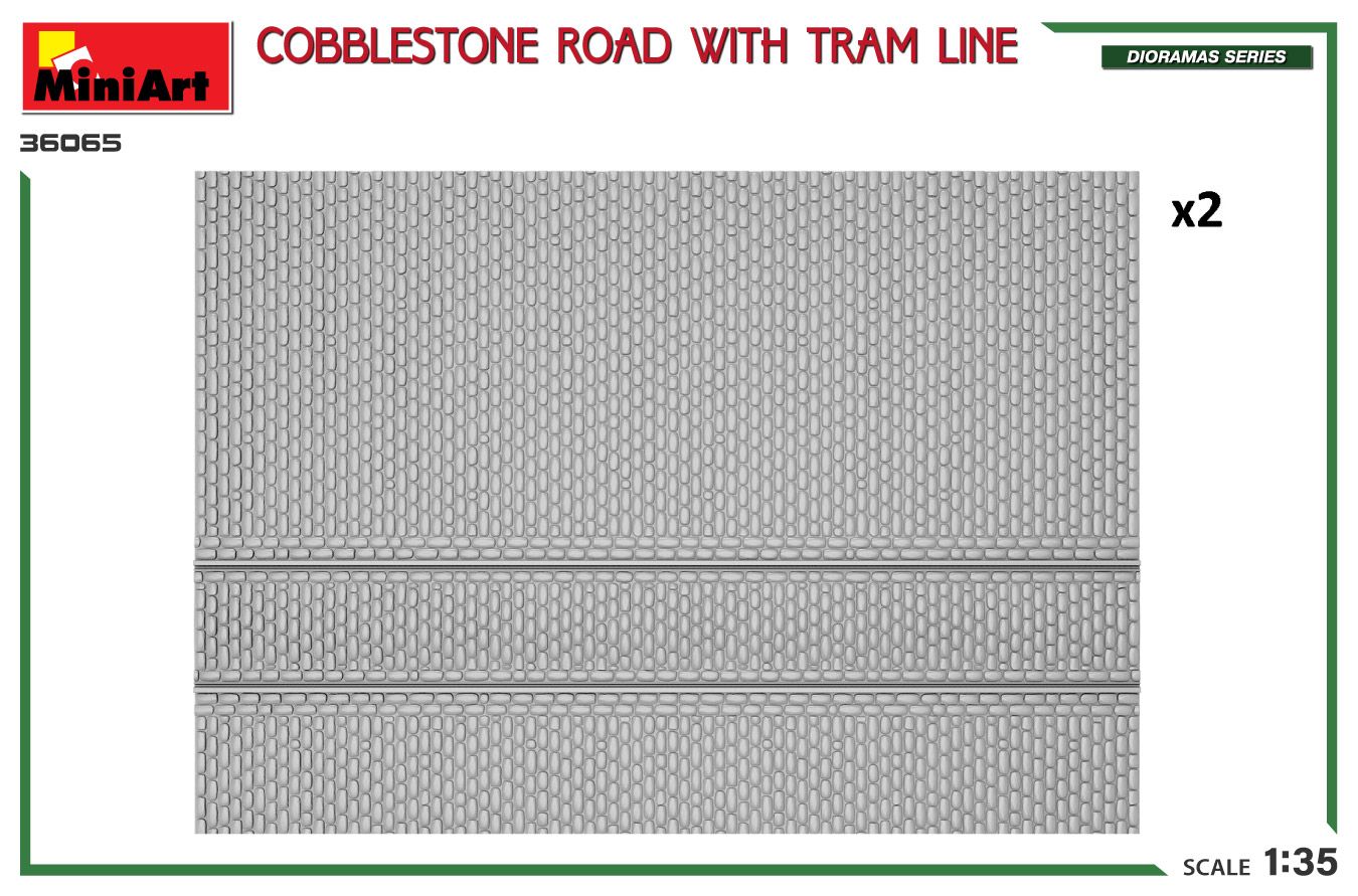 1:35 cobblestone road with tram line art. nr. 36065
