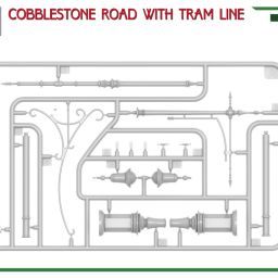 1:35 cobblestone road with tram line art. nr. 36065