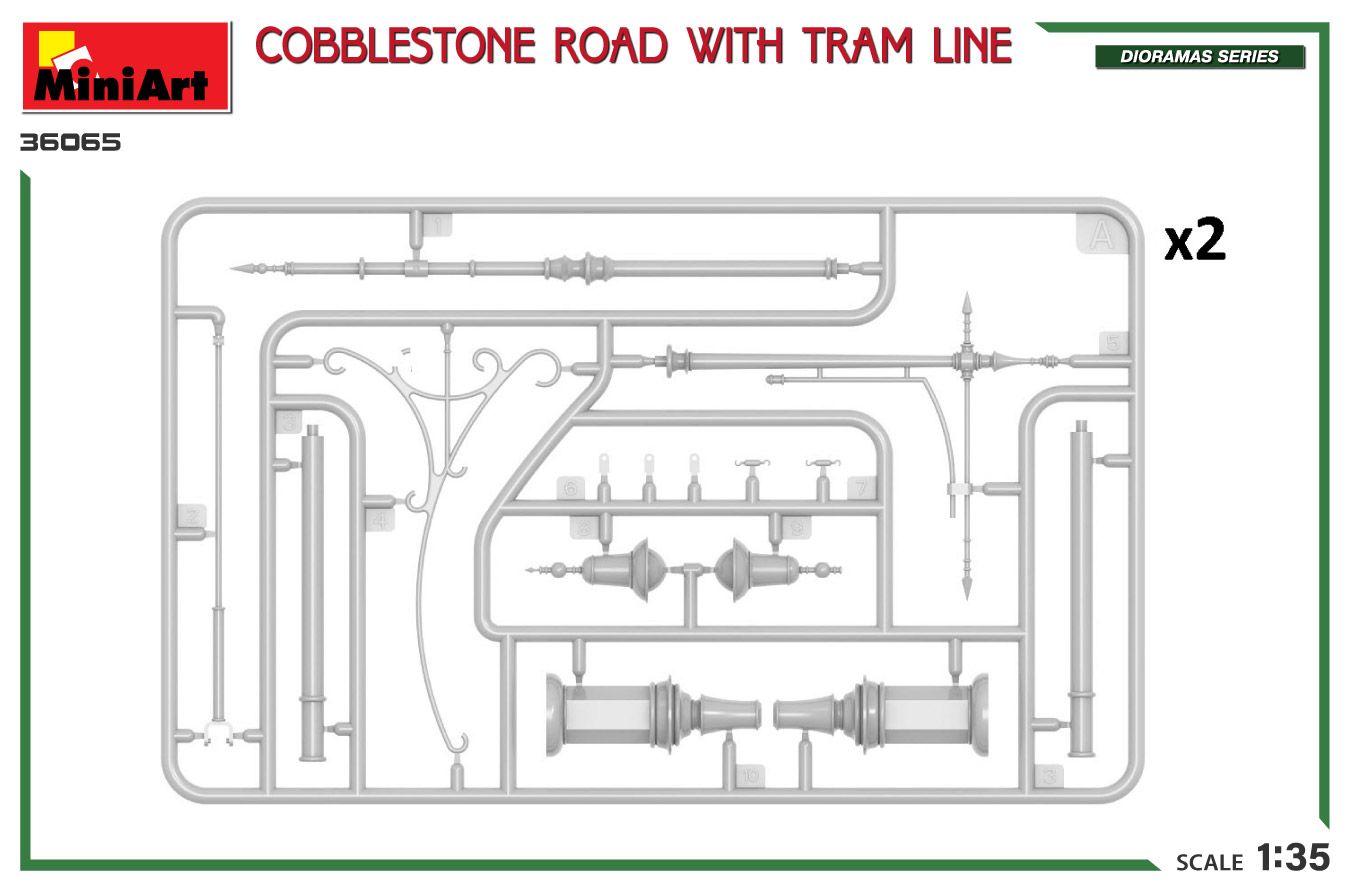 1:35 cobblestone road with tram line art. nr. 36065