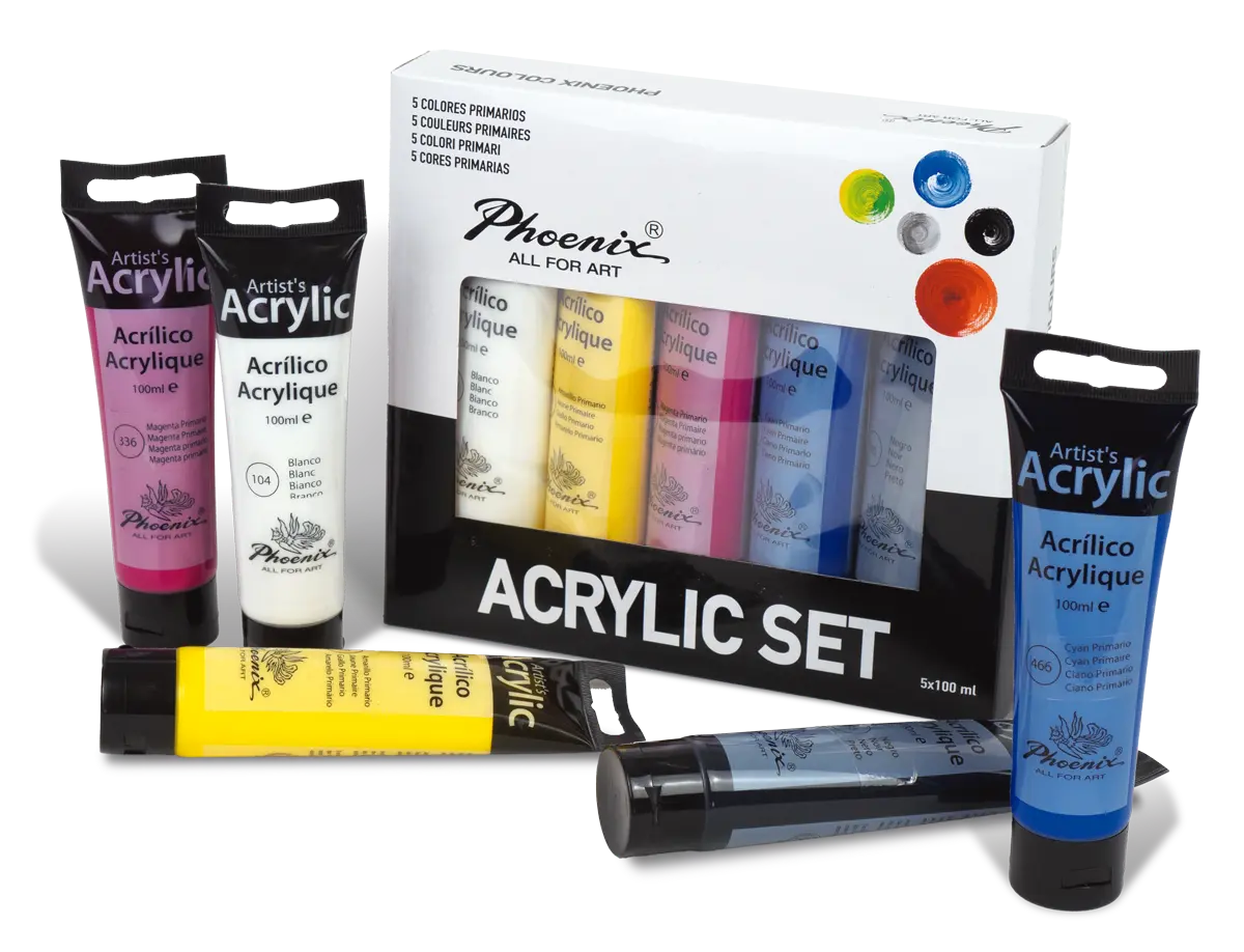 set acrílicos 5 colores primarios art. nr. pa05100pts