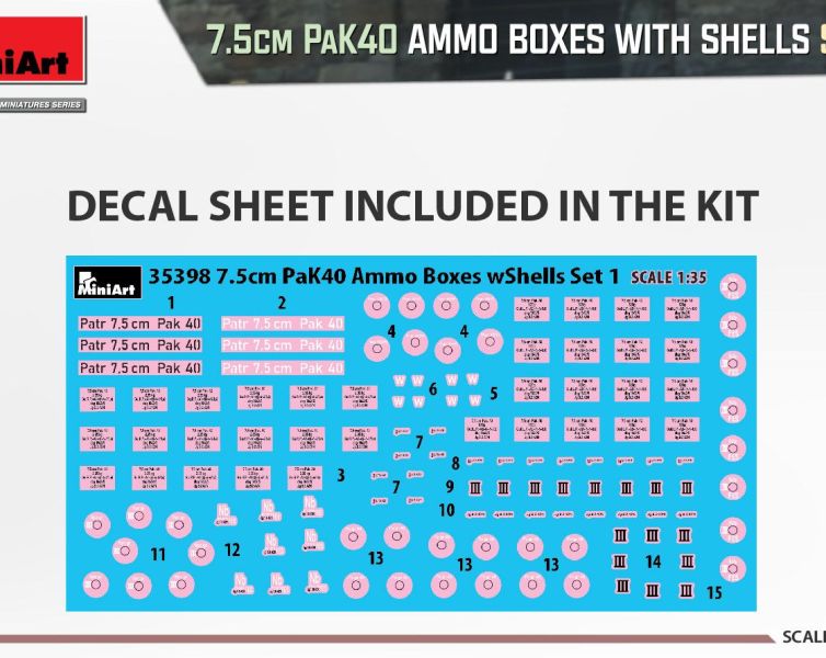 1:35 7.5cm Pak40 Ammo Boxes With Shells Set 1 Art.-Nr. 35398