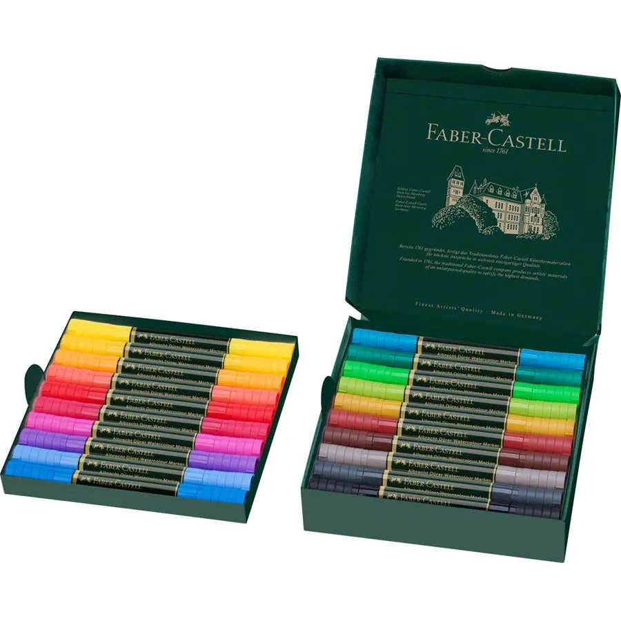 caja cartón rotuladores albrecht dürer watercolour markers 20 colores faber castell art. nr. 160320