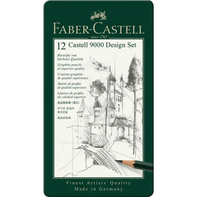 Estuche de Metal de Dibujo con 12 lápices Faber-Castell 9000 Art.-Nr. 119064