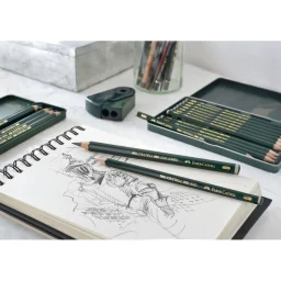 estuche de metal de dibujo con 12 lápices faber castell 9000 art. nr. 119065