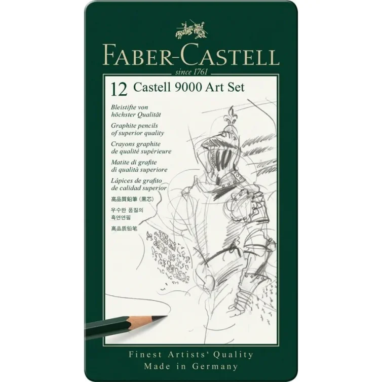 Estuche de Metal de Dibujo con 12 lápices Faber-Castell 9000 Art.-Nr. 119065