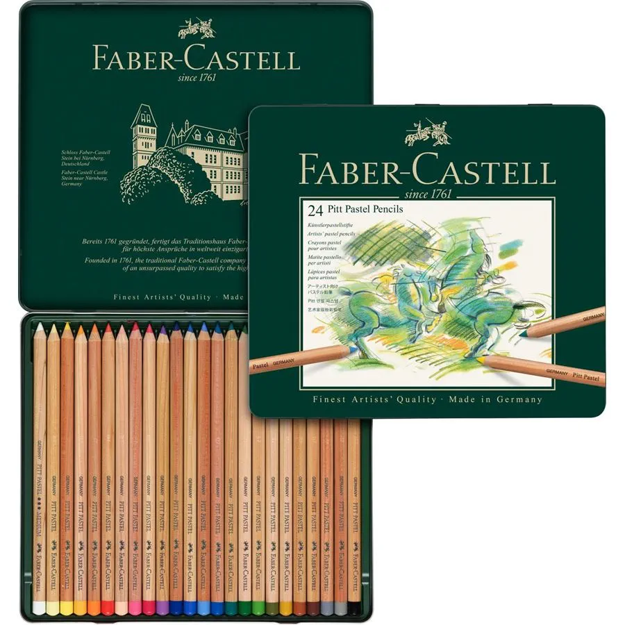 estuche de metal pitt pastel 24 colores faber castell art. nr. 112124