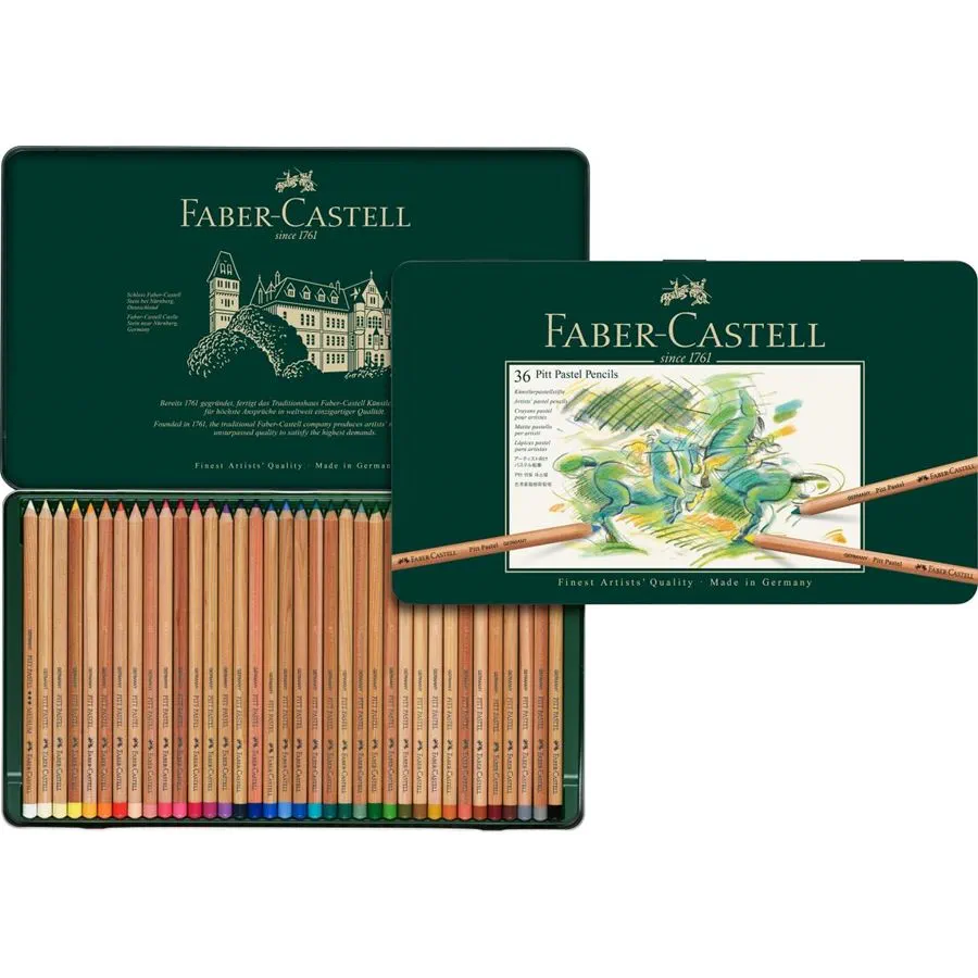 estuche de metal pitt pastel 36 colores faber castell art. nr. 112136