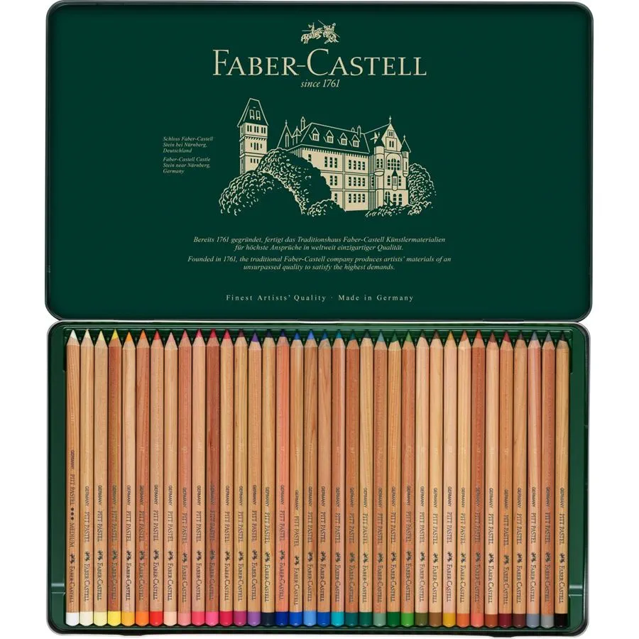 estuche de metal pitt pastel 36 colores faber castell art. nr. 112136