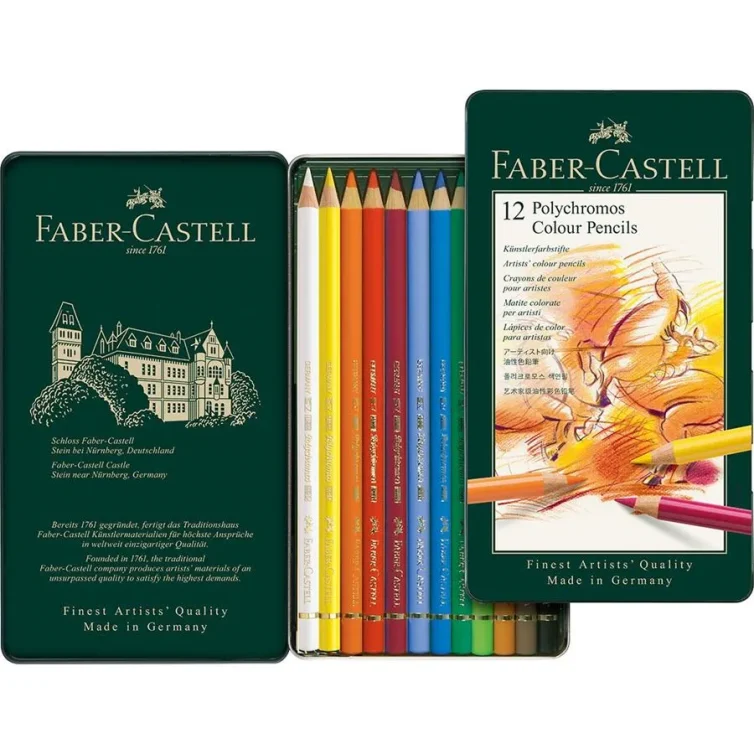 Estuche de metal Polychromos 12 colores Faber-Castell Art.-Nr. 110012