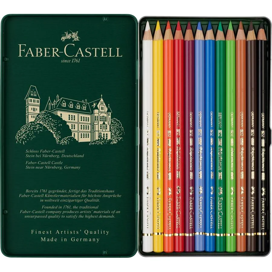 estuche de metal polychromos 12 colores faber castell art. nr. 110012
