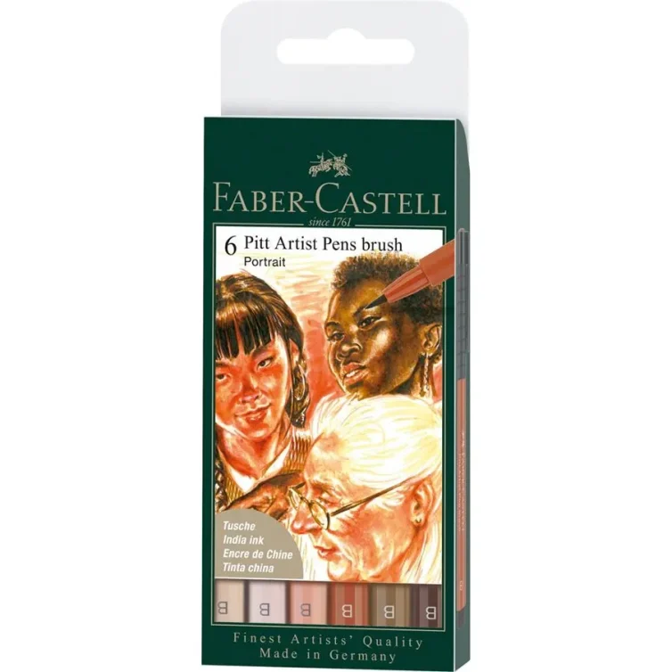 Estuche Rotuladores Pitt Brush 6 colores Retrato Faber-Castell Art.-Nr. 167167