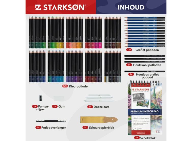 Set de lápices de dibujo + accesorios 145 piezas STARKSØN® XXL Art.-Nr. ART0131