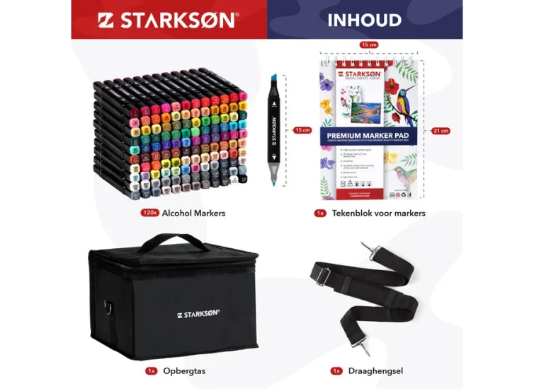 Set de rotuladores de doble punta de 122 piezas STARKSØN® Art.-Nr. ART0130