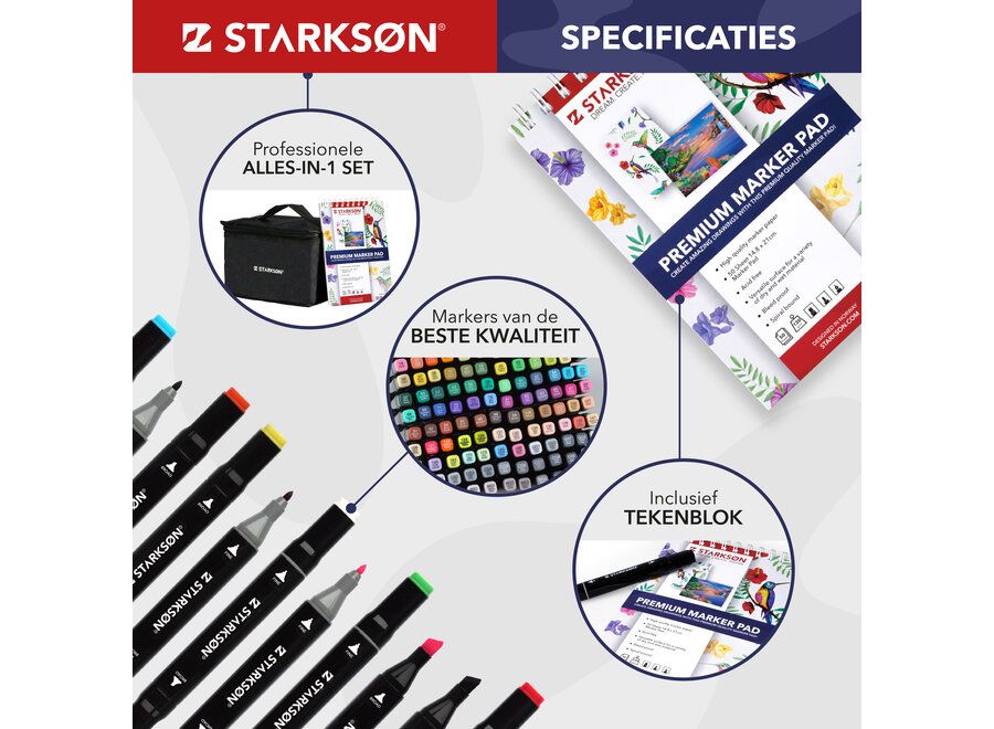 set de rotuladores de doble punta de 122 piezas starksØn® art. nr. art0130