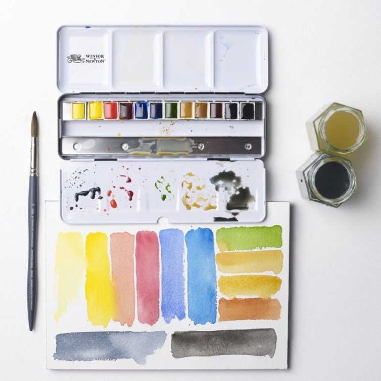 Caja de Acuarelas Professional Winsor & Newton «Black Box» 12 ½ Godets Art.-Nr. 0193548