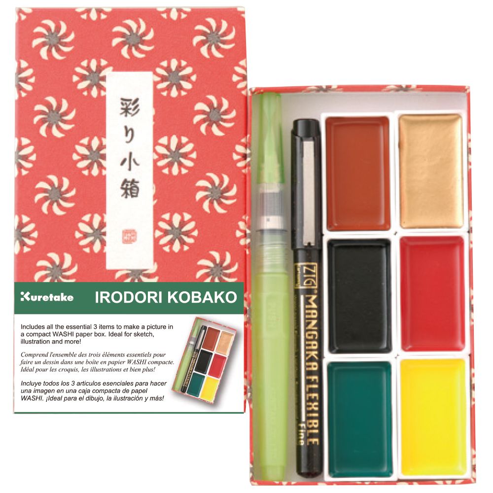set acuarelas gansai tambi irodori kobako 6 colors + accesorios art. nr. mc23 11