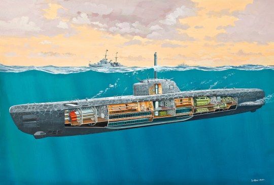 1:144 submarino u boot typ xxi con interior art. nr. 05078