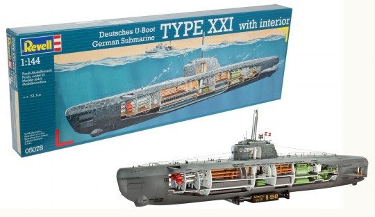 1:144 deutsches u boot typ xxi mit interieur art. nr. 05078