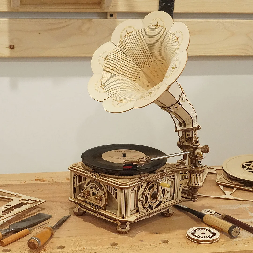 maqueta de madera 3d classic gramophone art. nr. lkb01d