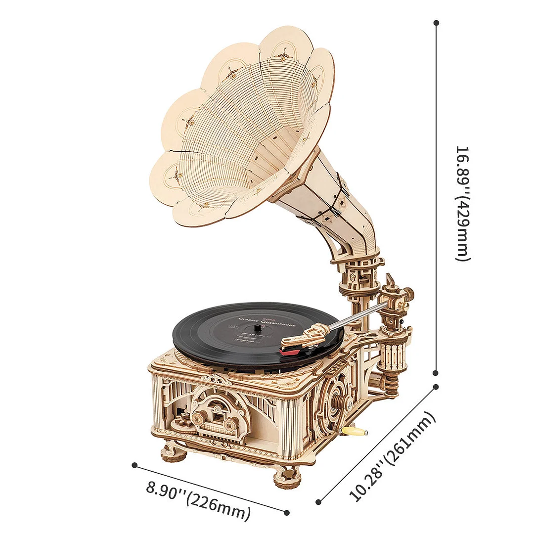 maqueta de madera 3d classic gramophone art. nr. lkb01d