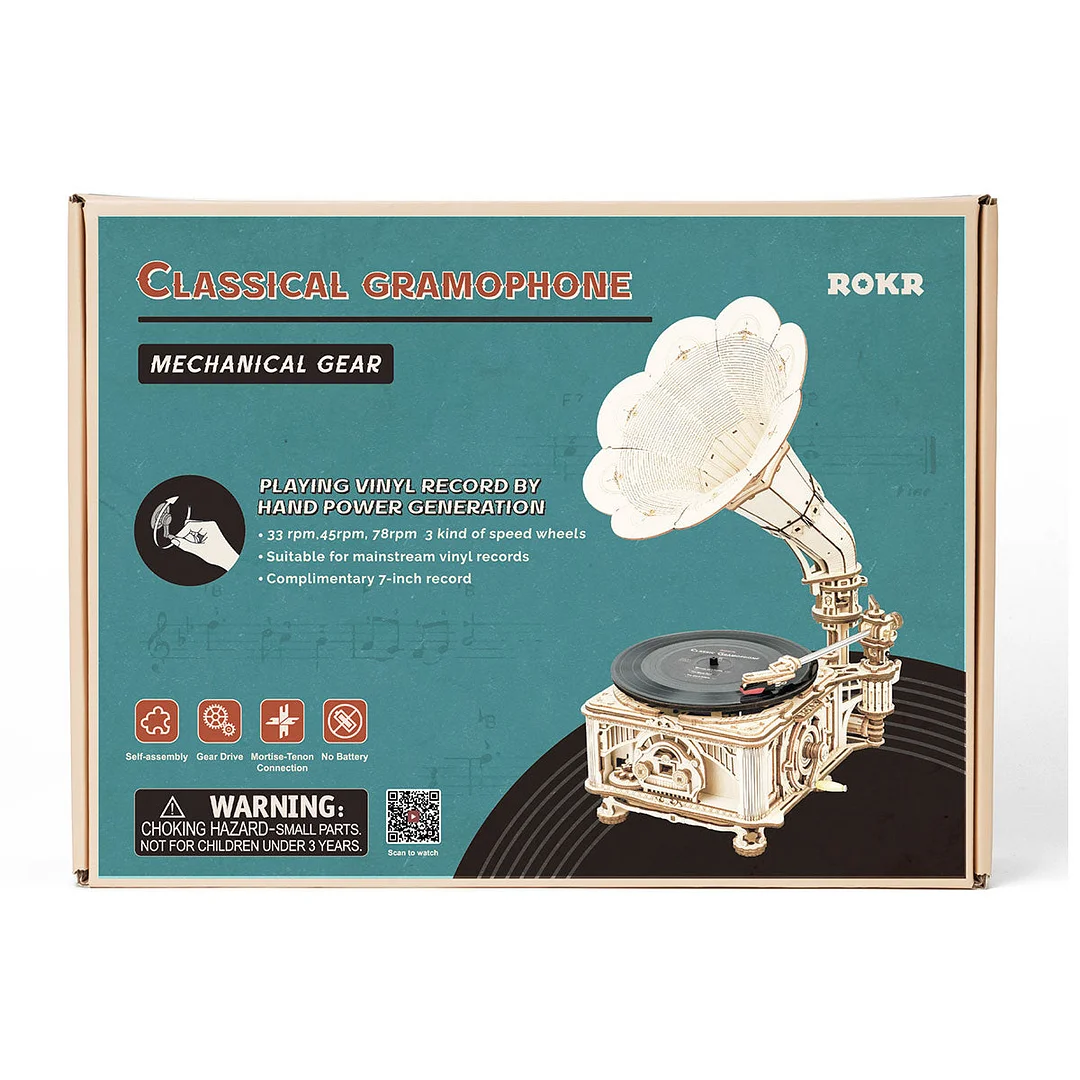 maqueta de madera 3d classic gramophone art. nr. lkb01d