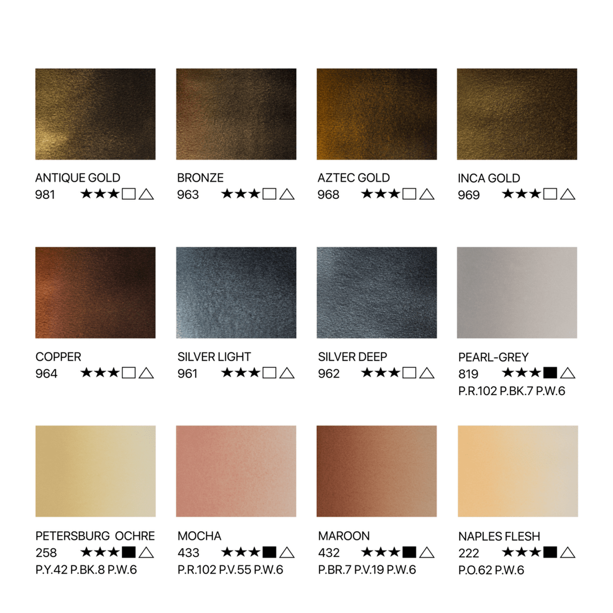 caja acuarelas white nights 12 godets metallic and pastel colours art. nr. 41012metpas