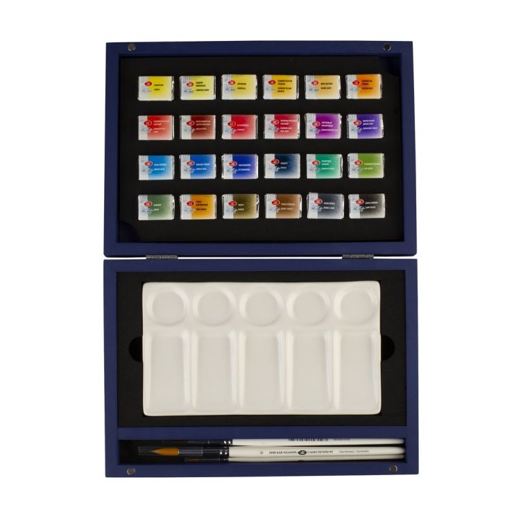 Caja Acuarelas White Nights 24 godets+paleta porcelana+3 pinceles Art.-Nr. 61024PBP