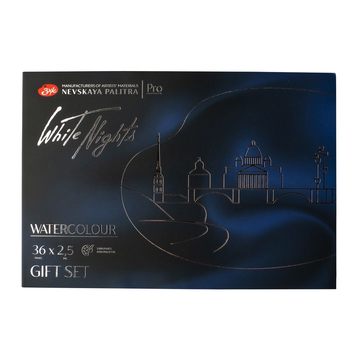 caja acuarelas white nights 36 godets+paleta porcelana+3 pincels art. nr. 61036pbp