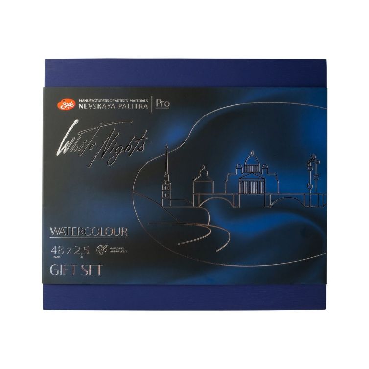 Caja Acuarelas White Nights 48 godets+paleta porcelana+3 pinceles Art.-Nr. 61048PBP