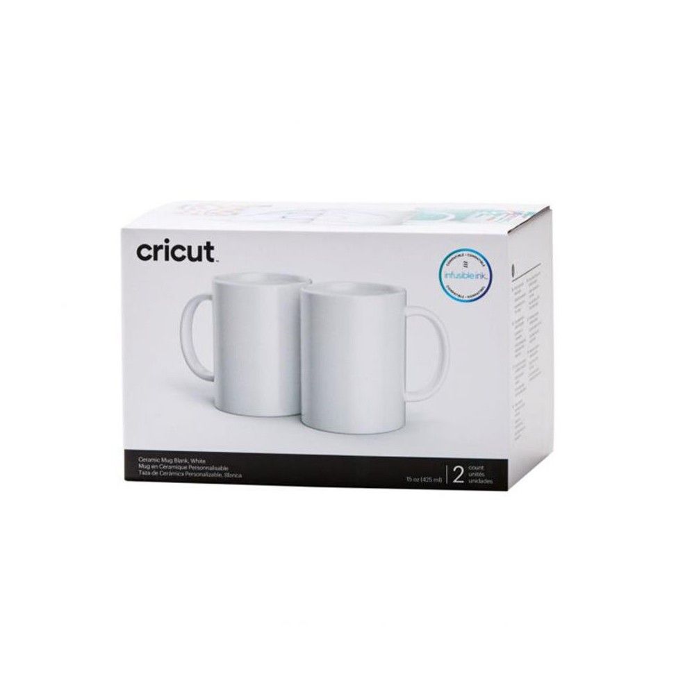set 2 tazas cerámica blanca 443 ml para cricut mug press art. nr. 012468