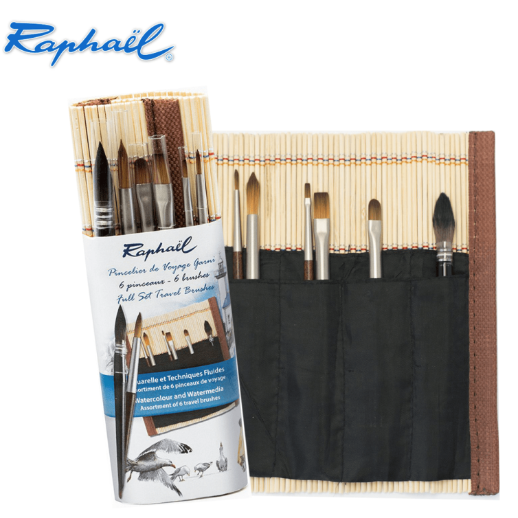 Set Pinceles de Viaje Raphaël con estuche enrollable de bambú Art.-Nr. P6016
