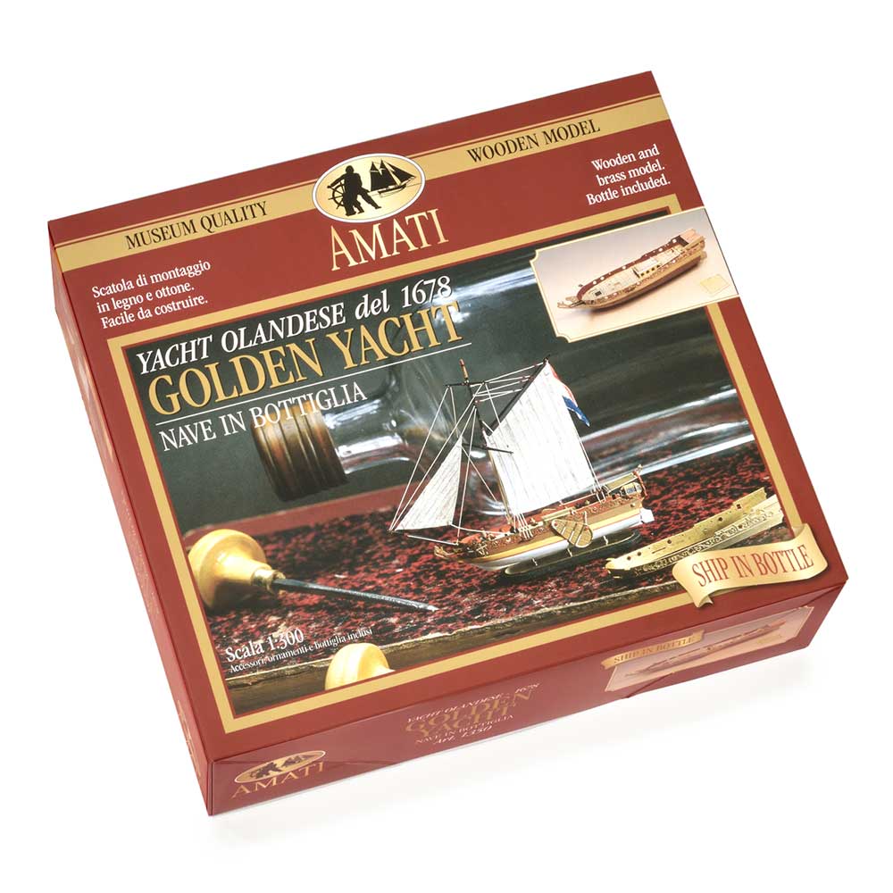 maqueta de madera barco en botella golden yatch art. nr. 1350