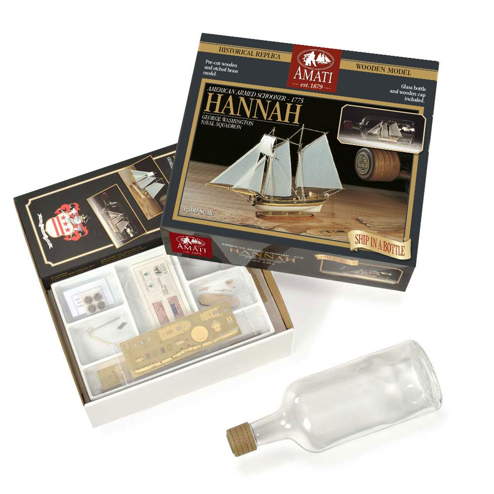 maqueta de madera barco en botella hannah art. nr. 1355