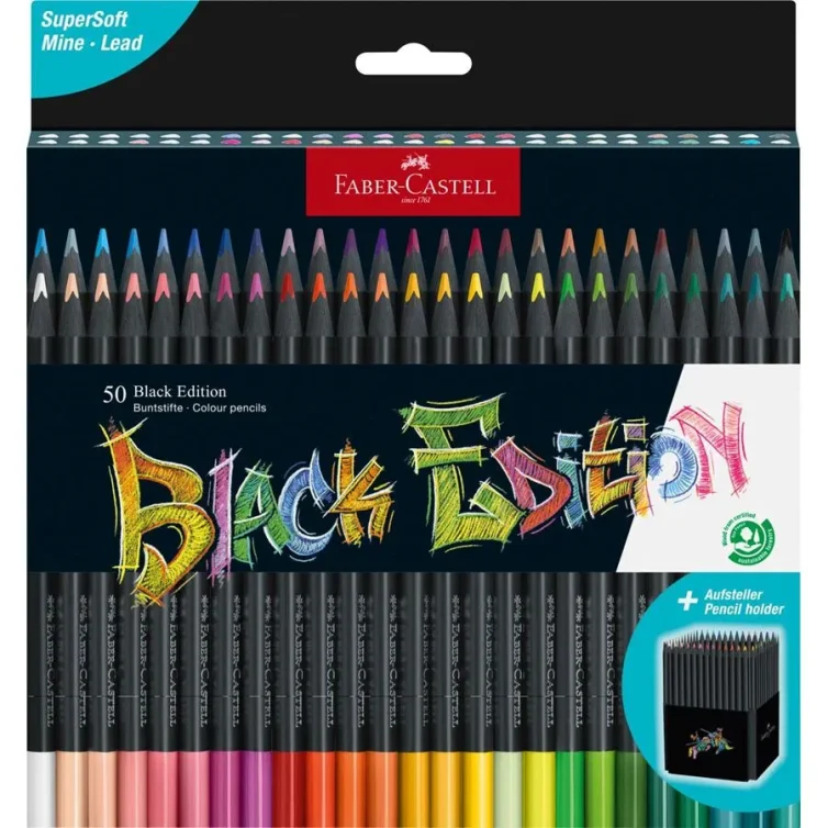 Caja Cartón Lápices Black Edition 50 colores Faber-Castell Art.-Nr. 116450