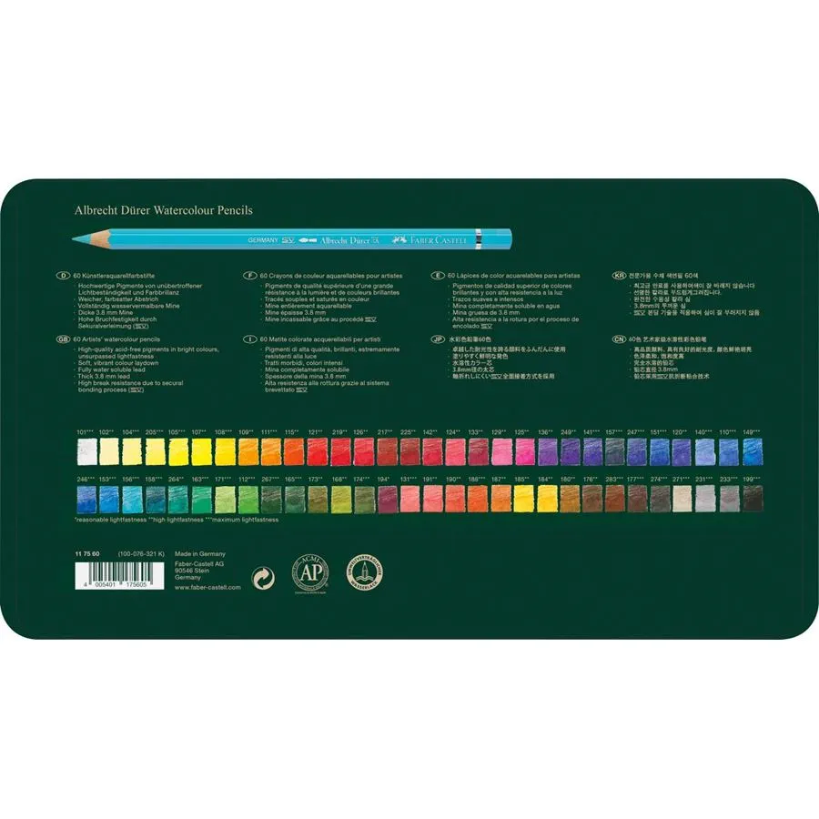 caja lápices acuarelables albrecht dürer 60 colores faber castell art. nr. 117560