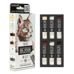 set sennelier 6 oil stick gato atigrado art. nr. n130116.06
