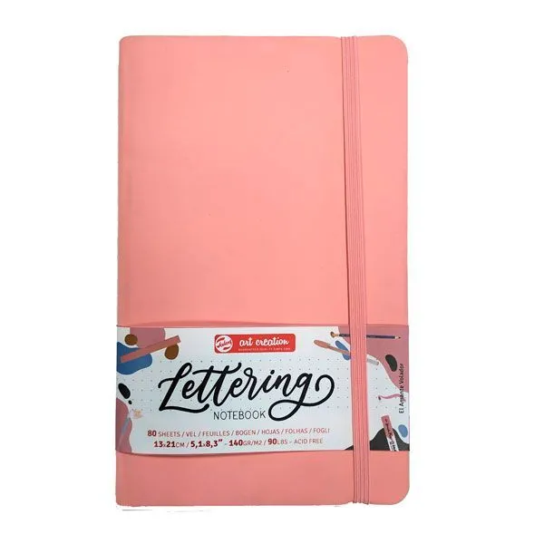 cuaderno lettering rosa 13 x 21 cm 140 g 80 hojas art. nr. 9314120m