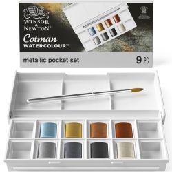 caja de bolsillo acuarelas metalizadas cotman 8 ½ godets +1 pincel art. nr. 0390702