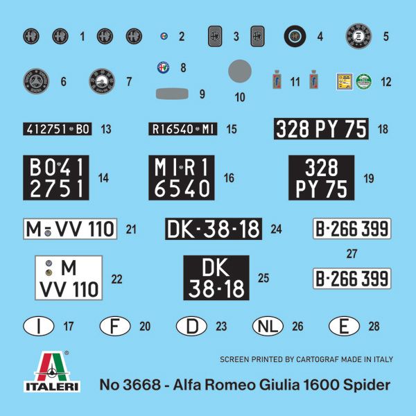 1:24 alfa romeo giulia 1600 spider art. nr. 3668