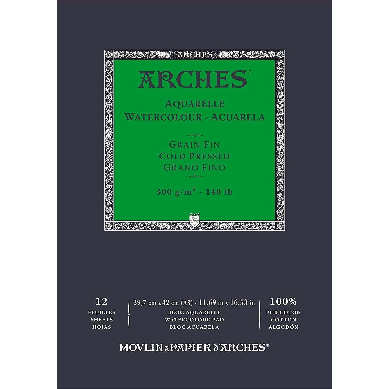 bloc acuarela arches® grano fino 29,7×42 cm a3 art. nr. a1795094