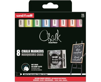set 8 rotuladores chalk markers uni ball art. nr. pwe 5m 8p
